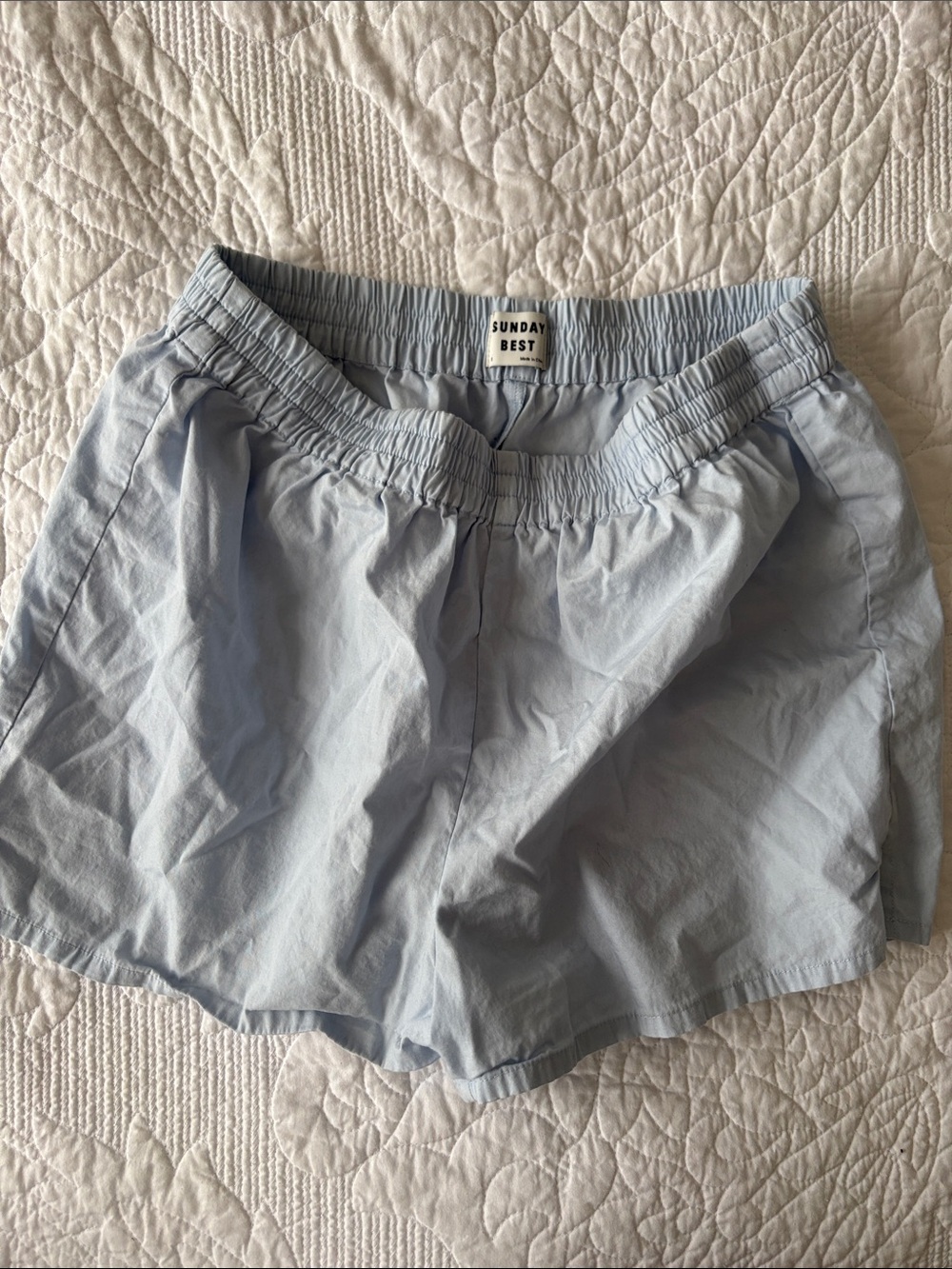 Sunday Best Pale Blue Elastic-Waist Casual Women’s Shorts